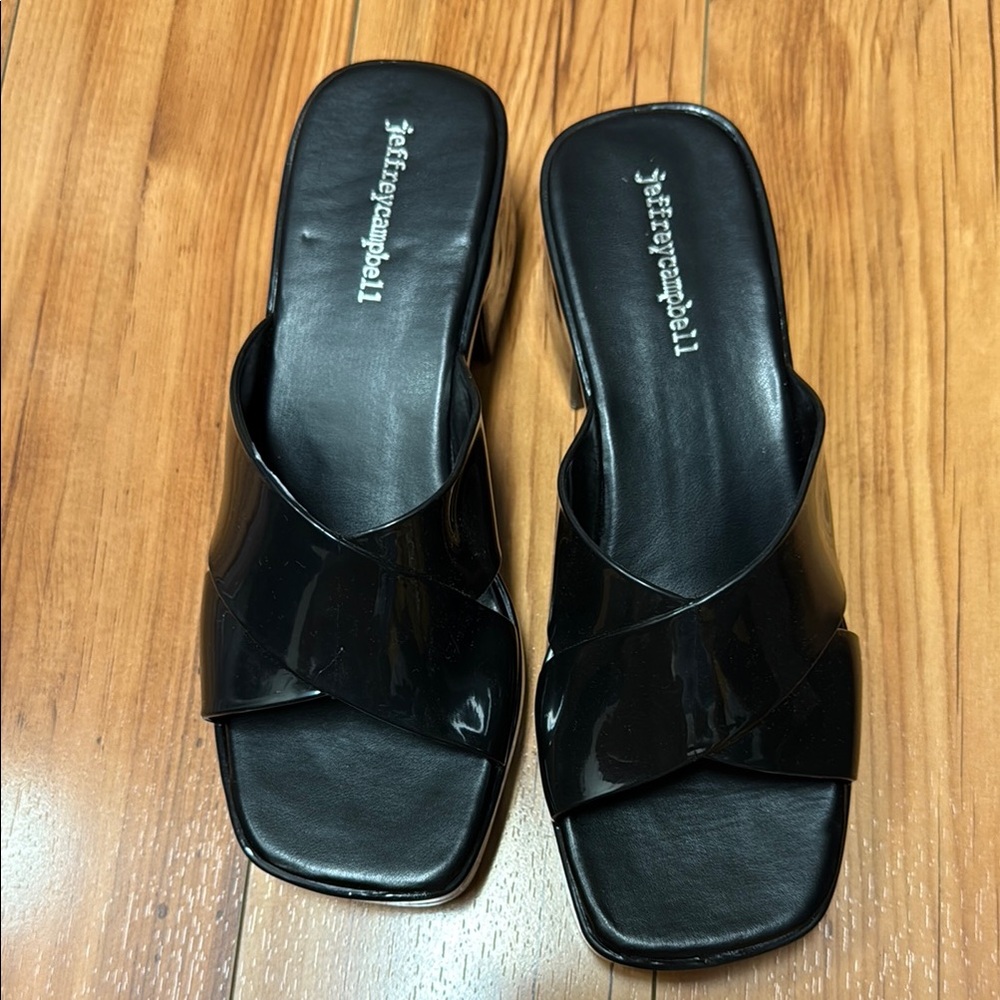 Jeffrey Campbell Black Mules Sleek Leather Design